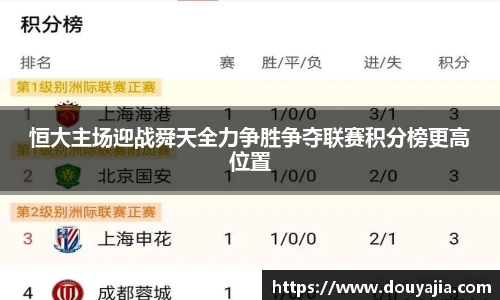 恒大主场迎战舜天全力争胜争夺联赛积分榜更高位置
